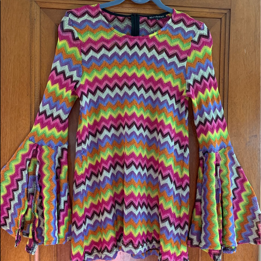 Mechant Multicolored Hippie-Style Tunic/Mini Dress
